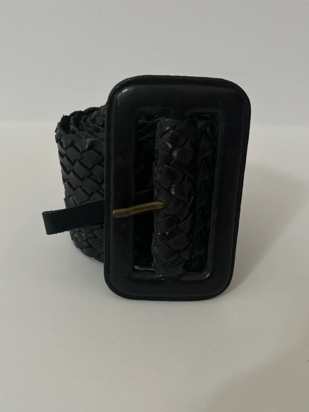 Ralph Lauren Black Braided Stretch Belt with Shiny Buckle